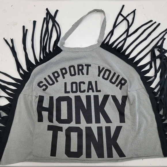 Honky Tonk Fringe Halter Top Upcycled - Picture 7 of 7